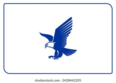 Blue Eagle Vector Frame with White Background