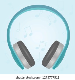 Blue earphones. vector illustration