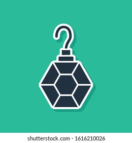 Blue Earring icon isolated on green background. Jewelry accessories.  Vector Illustration