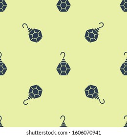 Blue Earring icon isolated seamless pattern on yellow background. Jewelry accessories.  Vector Illustration