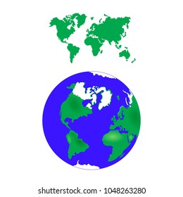 blue earth 3d vector illustration. land card vector illustration. map vector illustration.