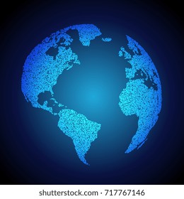 blue earth background made with dots