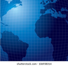 Blue earth background, planet globe, Vector illustration