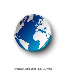 Blue earth badge and shadow . isolated .