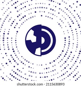 Icono de la corteza de la estructura del núcleo de la Tierra Azul aislado en fondo blanco. Resumen de puntos aleatorios de círculo. Vector