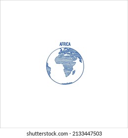 Blue Earth globe doodle planet sketched map america india africa continents hand drawn illustrations globe world earth america africa continent worldwide