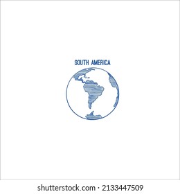 Blue Earth globe doodle planet sketched map america india africa continents hand drawn illustrations globe world earth america africa continent worldwide