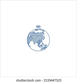 Blue Earth globe doodle planet sketched map america india africa continents hand drawn illustrations globe world earth america africa continent worldwide