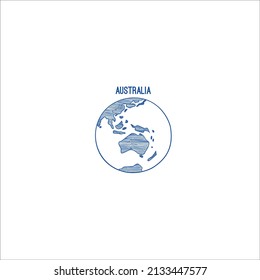 Blue Earth Globe Doodle Planet skizzierte Karte Ameriica India Afrika Kontinente handgezeichnete Illustrationen Welt Welt-Amerika Afrika Kontinent der Welt