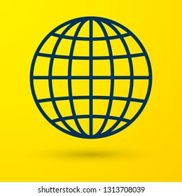 Blue Earth globe icon isolated on yellow background. Vector Illustration Blue Earth globe icon isolated on yellow background. Vector Illustration