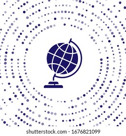 Icono del globo terrestre azul aislado en fondo blanco. Puntos aleatorios del círculo abstracto.  Ilustración vectorial
