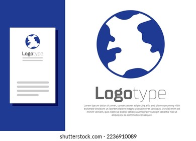 Blue Earth globe icon isolated on white background. World or Earth sign. Global internet symbol. Geometric shapes. Logo design template element. Vector Illustration