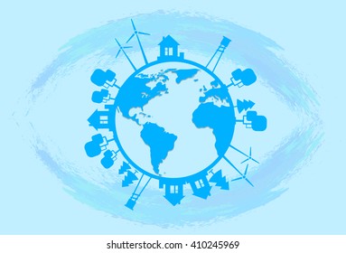 Blue Earth Globe Silhouette 