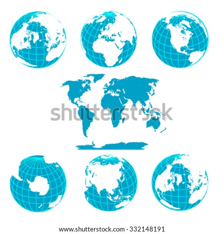 Blue Earth Globes Isolated on White