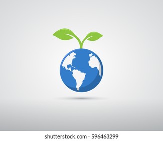 blue earth with green plant leaf
