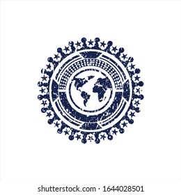 Icono de la Tierra Azul dentro de un sello de grunge angustiado