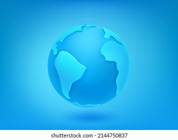 Icono de la Tierra Azul sobre fondo azul. Nuevo concepto de llamada. 3.ª ilustración vectorial
