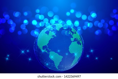 blue earth with blue light abstract background