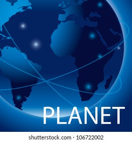 blue earth over blue background, close up. vector illustration