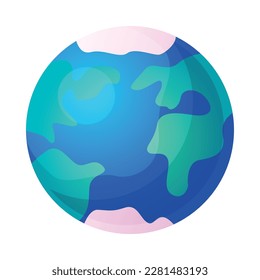 Blue Earth Planet with Land and Ocean Vector Illustration