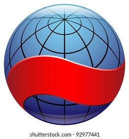blue earth signs with ribbon for text