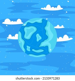 blue earth vector with clouds