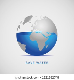 blue earth water world day save water vector illustration EPS10