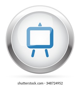 Blue Easel icon on white glossy chrome app button