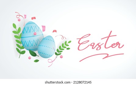 blue easter background with easter eggs.