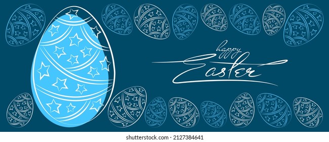 Blue easter banner with eggs