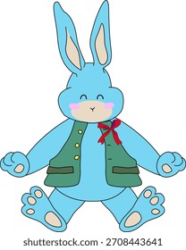 Coelho de Páscoa azul em um colete com uma gravata de arco