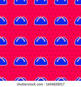 Blue Easter cake icon isolated seamless pattern on red background. Happy Easter.  Vector Illustration