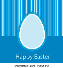 Blue Easter card with one egg. Vector 