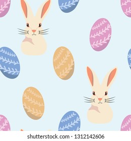 blue easter cute animal seamless pattern 