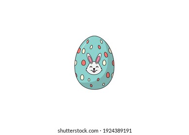 Blue Easter Egg Bunny, Fill Line Icon