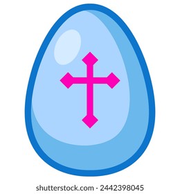 Blue easter egg cartoon, digital art illustration