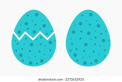 Blue Easter eggs icons. Cracked egg. Vector illustration.