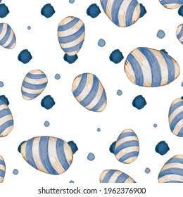 Blue easter eggs vector seamless pattern.