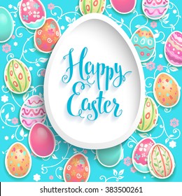 Blue easter frame. Holiday background  for design card, banner,ticket, leaflet and so on.