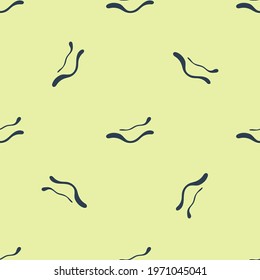 Blue Ebola virus disease icon isolated seamless pattern on yellow background.  Vector Illustration
