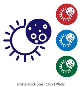 Blue Eclipse of the sun icon isolated on white background. Total sonar eclipse. Set color icons in circle buttons. Vector Illustration