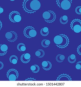 Blue Eclipse of the sun icon isolated seamless pattern on blue background. Total sonar eclipse.  Vector Illustration