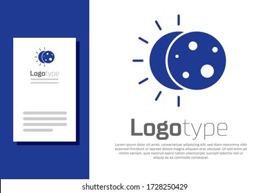 Blue Eclipse of the sun icon isolated on white background. Total sonar eclipse. Logo design template element. Vector Illustration