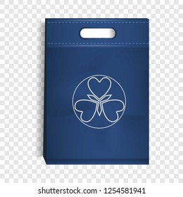 Blue eco bag icon. Realistic illustration of blue eco bag vector icon for web design