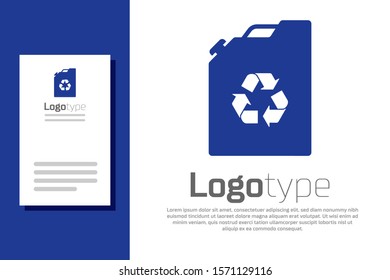 Blue Eco fuel canister icon isolated on white background. Eco bio and barrel. Green environment and recycle. Logo design template element. Vector Illustration