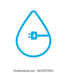 Blue Eco Plug and Leaf Symbol, Vector.
