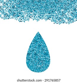 Blue ecology water drop vector background concept made of fragments