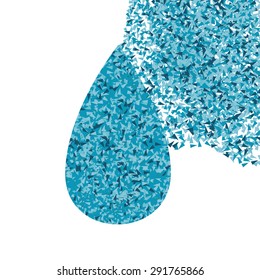 Blue ecology water drop vector background concept made of fragments