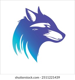 Blue Edgy Design Cabeça de Lobo Agressivo