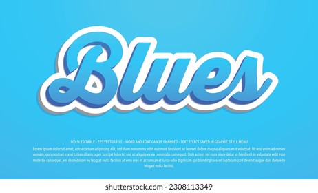 Blue editable text effect template with 3d style use for logo and business brand 